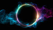 © Thiago - Abstract swirling smoke and a glowing ring creating a mysterious ambiance. The ring's edge is multi-colored and shimmers, with various streams of smoke
