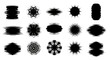 © Donjuan Studio - Fifteen black distressed shapes arranged on a white background