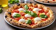 © Irfan - Authentic Wood-Fired Pizza with Crispy Crust and Vibrant Toppings on a Rustic Table