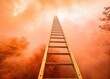 © JollyRita - Ascend towards your dreams with this symbolic ladder reaching for the sky, representing ambition and limitless potential in a surreal orange atmosphere