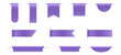 © Irina Shats - Set of purple bookmarks with shadows. Bent paper strips for marking pages. Long and short labels