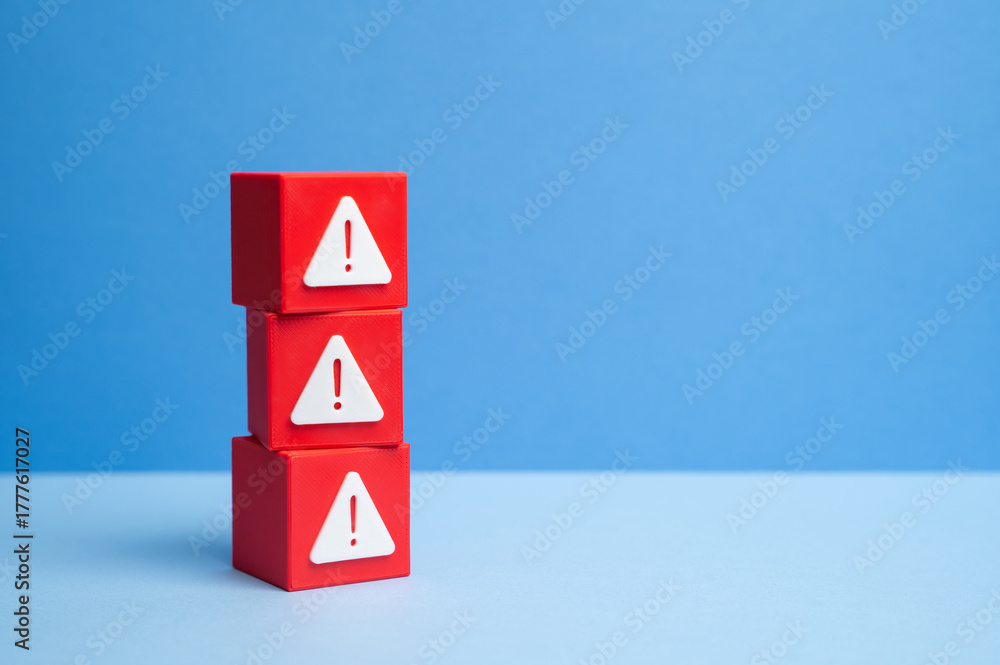 Warning Signs Problem Blocks with warning signs. Danger signs. Errors and software bugs ...