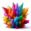 © Napaporn - Colorful powder explosion with vibrant rainbow hues on white
