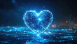 © MP-AI - Glowing blue heart shows hopeful concept for ethical ai development. This digital plexus network symbolizes future of connection, innovation, love and technology