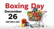 © SadiyaAnjum - Boxing day sale promotion with gifts and shopping cart isolated on white background