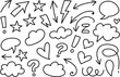 © VEECT STORE - Hand Drawn Comic Doodle Arrows Hearts Clouds and Stars Sketch Elements on White Background