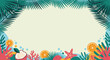 © khafid - Cheerful tropical border design showcasing exotic fruits marine life and lush foliage perfect for a summer theme event or vacation