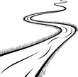 © Miftakhul - Illustration of a winding road through grassy fields. This graphic element conveys concepts of travel, journey, and path