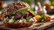 © bushra - Australian beetroot burger fresh ingredients natural light clean background
