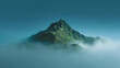 ©  TOFEL - Misty mountain peak emerging from clouds in a serene landscape