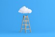 © Aodsy - Cloud Floating Above Wooden Ladder on Bright Blue Background