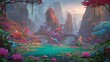 © JIALU - Fantasy river flowing through floating gardens in the sky, vibrant surreal landscape with colorful dreamlike tones, imaginative decorative art representing wonder, harmony, and creativity.