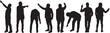© Curto - vector,vector,   silhouette of various poses of a group of men pointing fingers everywhere down, center and up