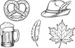 © MDHRIDOY - Traditional oktoberfest symbols and natural elements line art