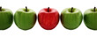 © Destina - Red apple standing out from green apples isolated on transparent background. 3D illustration