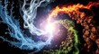 © Faiq Angra - Dynamic elemental forces collide in a mesmerizing cosmic swirl showcasing fire, water, earth, and air for concepts of balance, harmony, and power