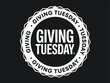 © Zander - Official Giving Tuesday Logo Graphic in White on a Black Background Promoting Generosity and Charitable Donations