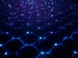 © Short World  - Modern network technology background with vibrant blue and purple glowing nodes for cutting edge digital solutions and high tech innovation