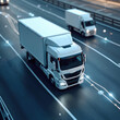 © Maryna - Smart truck with GPS tracking drives on highway at night. Lorry delivers secure cargo using modern logistic tech. Vehicle sends data for fleet management. Innovation in supply chain transportation,