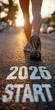 © keks20034 - Determined runner at the start line marked START and 2026, symbolizing new goals, ambitions, and success in the new year