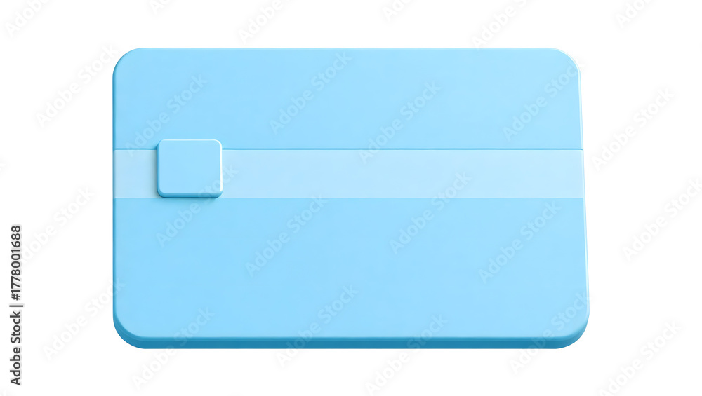 Modern light blue credit card for online shopping, digital payments, and secure transactions, a symbol of financial freedom and cashless convenience in today's world