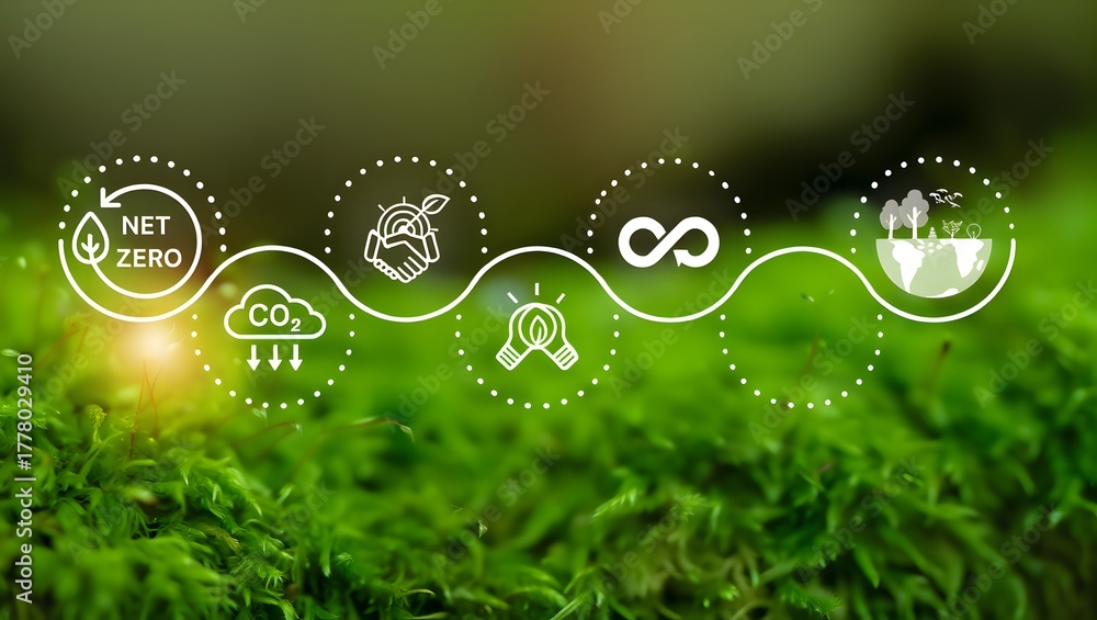 Net Zero Sustainability Path concept. Sustainability journey toward net ...