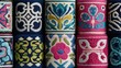 © Sampao - Colorful Embroidery Patterns Showcasing Intricate Designs and Textures Ideal for Craft, Fashion, or Textile Projects in Various Artistic Styles