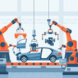 © akunai - Automated car assembly line in a factory.
