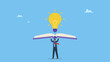 © Saklarboy - Businessman hold open book to discover lightbulb idea. Knowledge or education, study or learning new skill, creativity or idea, reading book for inspiration, discover solution or literature, wisdom.