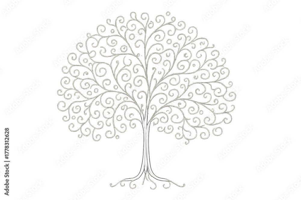 Ornamental tree of life with filigree branches and swirling leaves ...