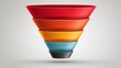 © admin_design - A marketing or sales funnel composed of five brightly colored, nested stages, visually representing the process of filtering prospects into customers.
