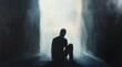 © Adi - Striking painting of a lonely figure seeking solace in shadow, artistic expression of isolation