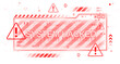 © ImageFlow - Red system hacked alert design with warning signs and digital glitch effect on white background, representing cybersecurity threat or data breach concept
