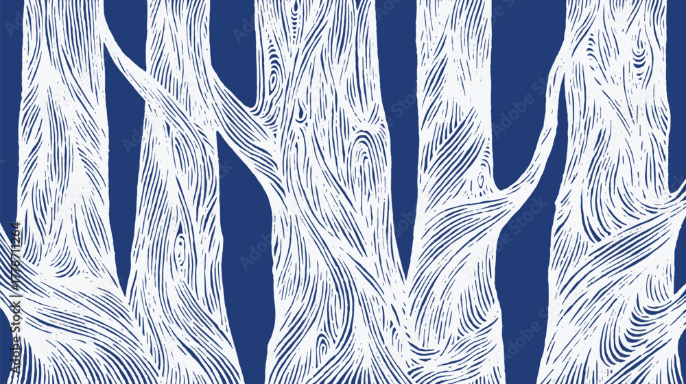 Hand drawn brush lines background pattern featuring stylized, tree ...
