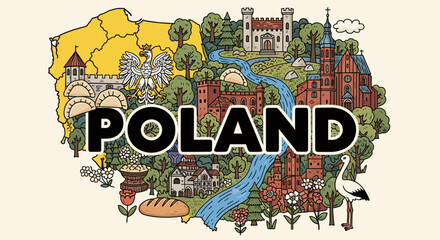  Exploring Poland's Cultural Landscape: A Cartoon Map Illustrating Polish Landmarks, Traditions, and Natural Beauty for Travel Guides, Educational Materials, and Marketing Campaigns Showcasing National