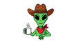 © Mael - An extraterrestrial cowboy enjoying a warm beverage with a relaxed facial expression