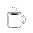 © juli - Minimalist line art illustration of a steaming hot beverage in a classic mug, evoking warmth and comfort. Ideal graphic for coffee, tea, or cozy drink concepts in web design and applications