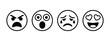 © AYAT - Emoji face icon set featuring different emotions and moods including happy, sad, smiling, surprised, and playful expressions perfect for digital design and apps