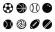 © Soliannikov Yevhenii - Silhouettes of popular sports balls on dark background