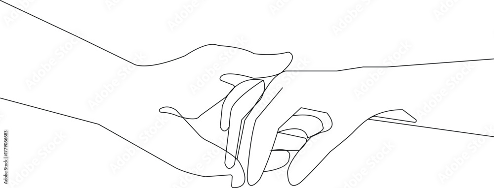 Joined hands in one line drawing. Sign of unity concept. Minimalist ...
