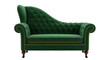 © Freya - Elegant green velvet chaise lounge isolated on transparent background, luxurious couch for living room or bedroom interior design