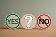 © Stock Studio - Yes no question mark decision making concept choice options answers uncertainty dilemma selection process