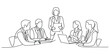 © Icon_gallery - Business team meeting one line drawing showing collaboration efforts.
