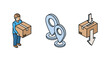 © vita_olivko - Logistics and delivery icons with courier, location markers, and secure package
