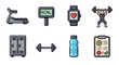 © vita_olivko - Pixel art icons fitness and gym essentials in retro style
