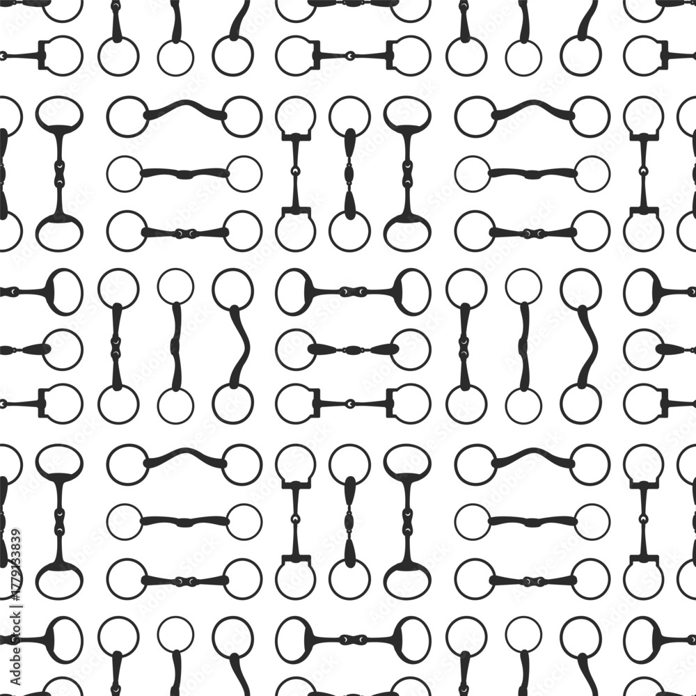 Bits Pattern Vector Seamless pattern of various horse bits in black silhouette style on ...