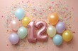 © Jee Pong - Festive Celebration with Colorful Balloons and Number Twelve Foil Balloon