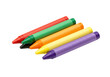 © Marigold - Isolated Stack of Colorful Crayons in a Row Red Green Orange Yellow and Purple Variety