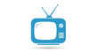 © Rajapatu - A simple illustration of a blue vintage television set with antennae on a plain white background.