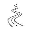 © Journey - Winding road line art icon. Curved highway path, simple travel and journey route symbol. Vector illustration isolated on white background.